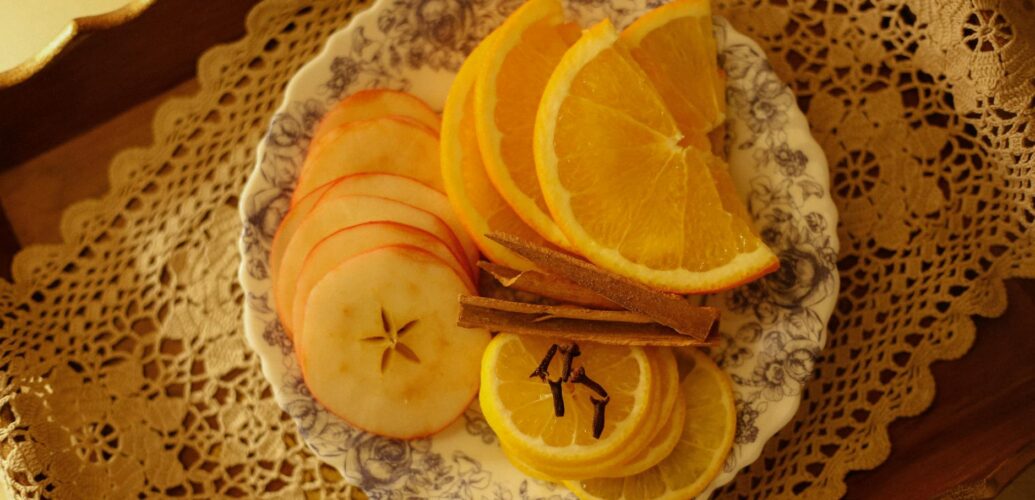 rustic fruit arrangement with spices