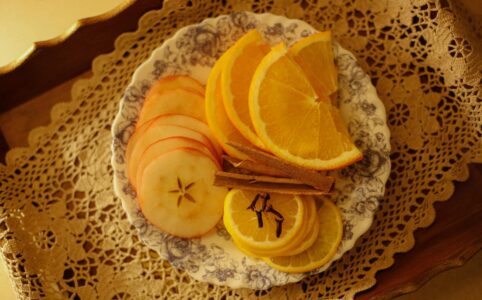 rustic fruit arrangement with spices