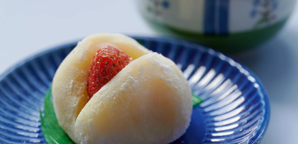 a mochi with strawberry