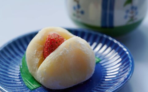 a mochi with strawberry